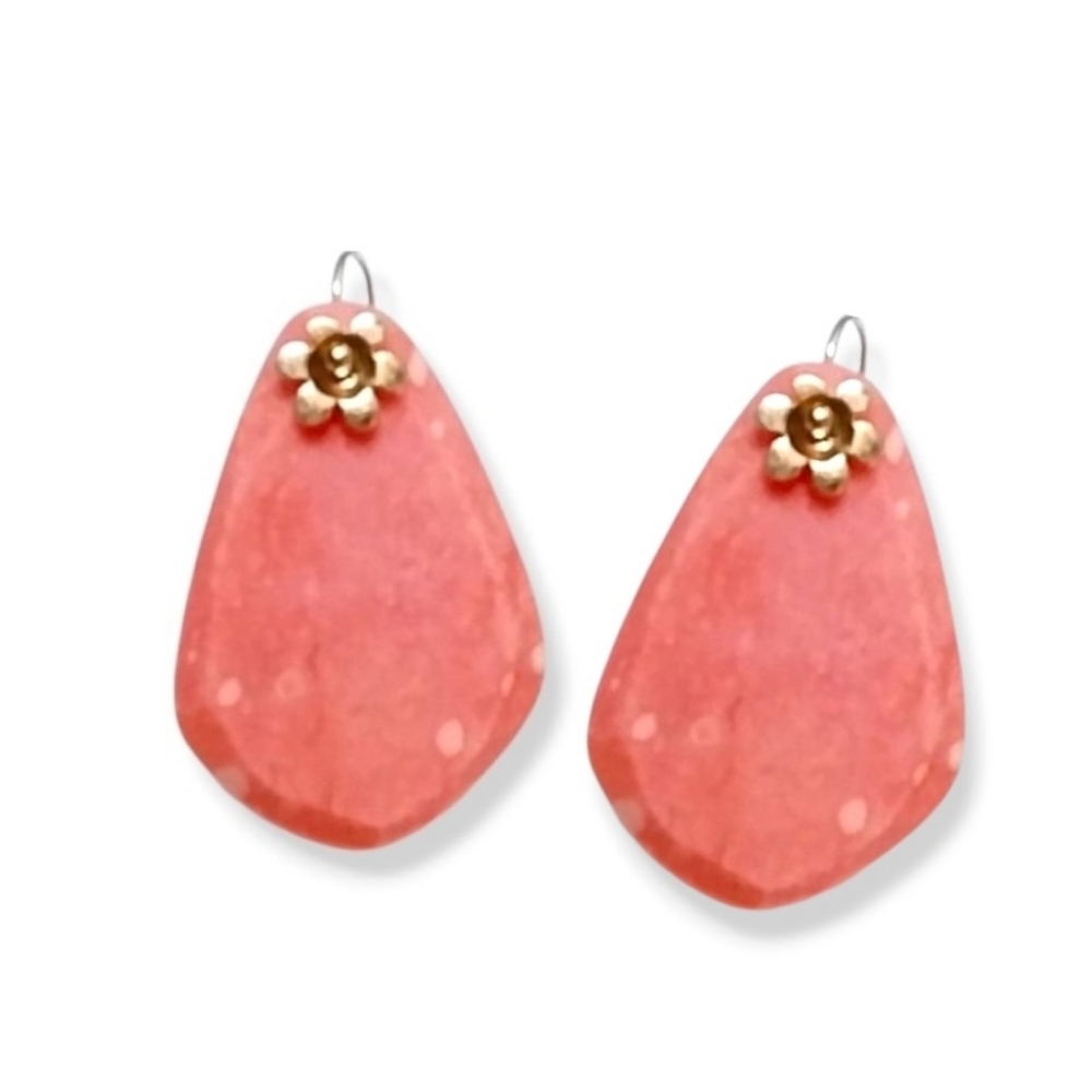 Anthropologie Pink Floral Earrings